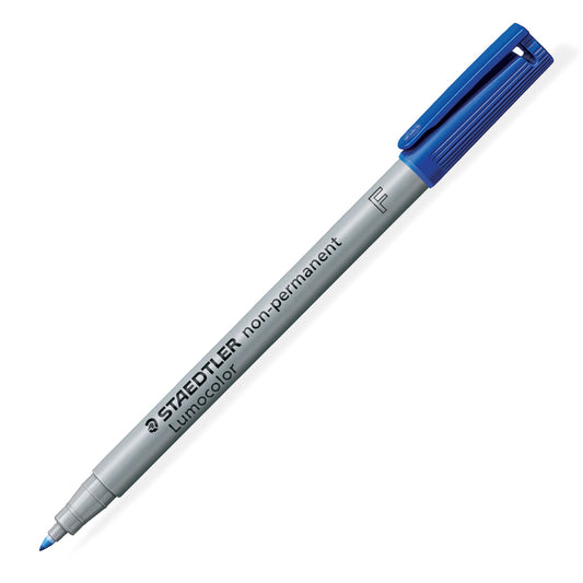 Marqueur Staedtler Lumocolor Dry Safe non permanent effaçable à l'eau - Pointe fine - Bleu