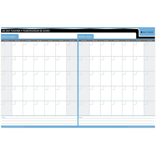 Day-Timer Undated Flexible Erasable 30/60-Day Wall Planner - 24" x 36" - Bilingual