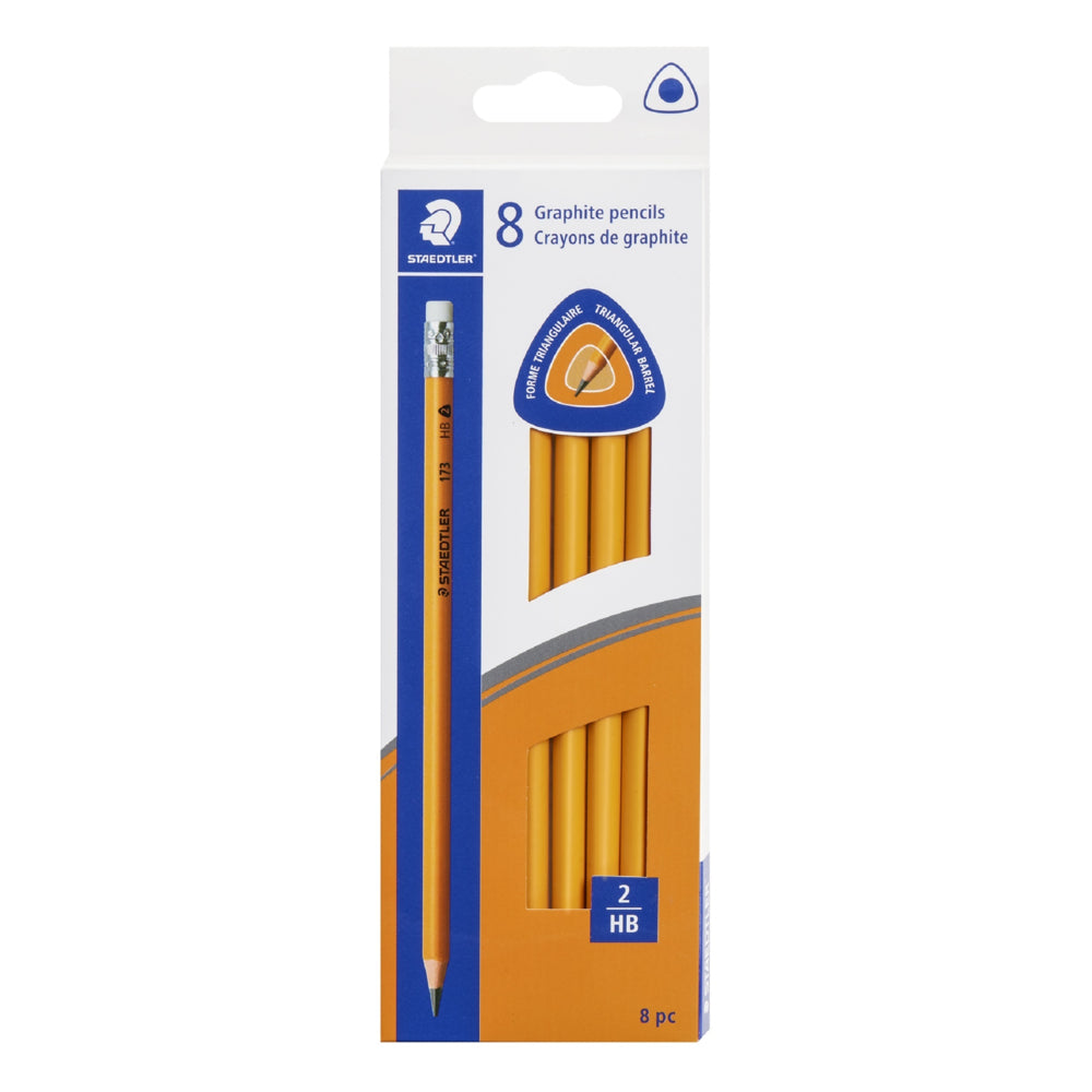 Crayons de couleur extrudés Staedtler triangulaires graphite n° 2 HB - Lot de 8
