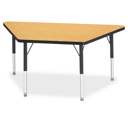 Jonti-Craft Berries Trapezoid Activity Tables - 24" x 48" - 15-24"H - Oak/Black