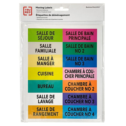 TRU RED Moving Labels - 14 Labels/Page - 10 Pages - French