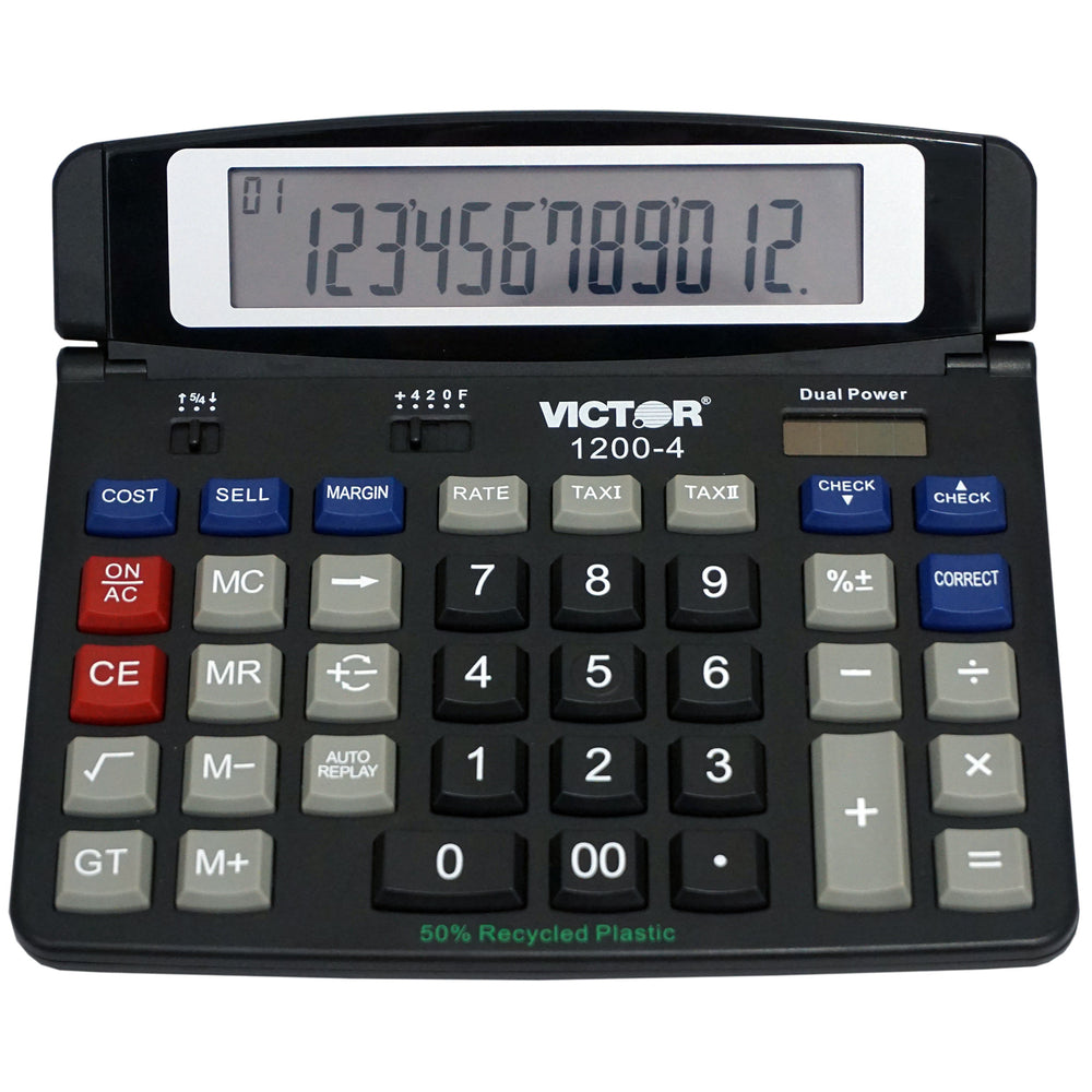 Calculatrice de bureau professionnelle Victor à 12 chiffres - Noir