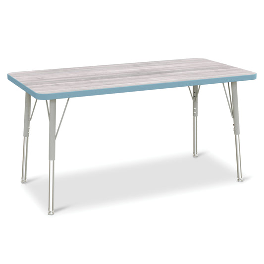 Jonti-Craft Berries Rectangle Activity Table - 24" x 48" - 24-31"H - Driftwood Grey/Coastal Blue