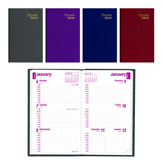 Brownline 2025 Weekly Pocket Planner - 4-3/4" x 3" - Assorted Colours - English