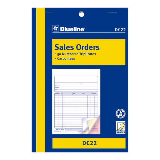 Blueline 3 Part NCR Sales Book -  5-3/8" x 8"