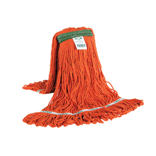 Globe Commercial Syn-Pro Synthetic Looped End Wet Mop - 24oz - Narrow Band - Orange