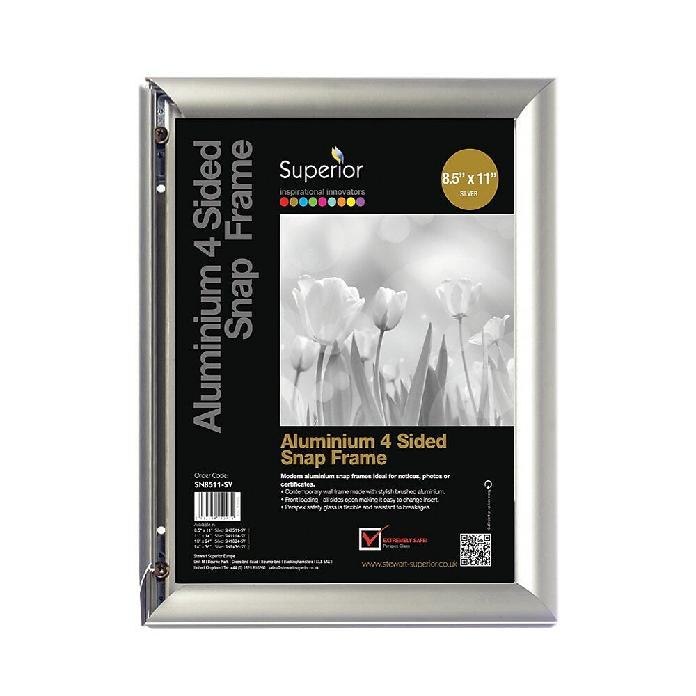 Cadre pour affiche SECO Snap - 21,6 x 27,9 cm - Argent