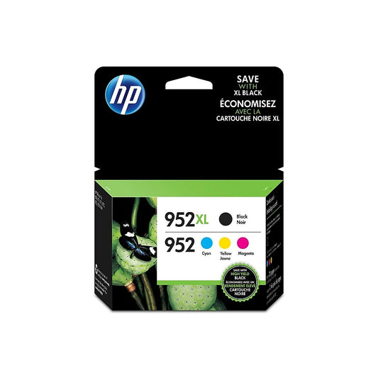 HP 952XL Black High Yield & 952 Cyan, Magenta and Yellow Original Ink Cartridges, 4/Pack (N9K28AN)