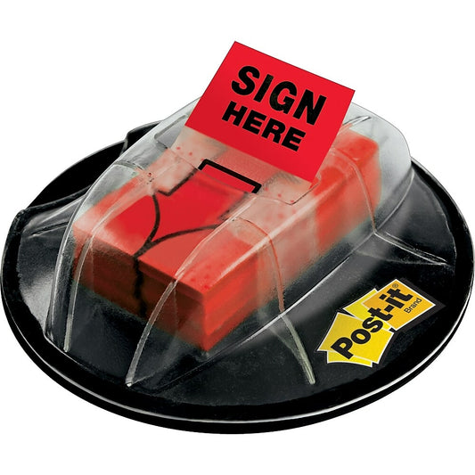 Étiquettes Post-it, flèches « Sign here », 2,5 cm, rouge, distributeur avec poignée de bureau, paquet de 200