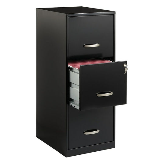 Office Designs 18" Deep Vertical File Cabinet - 3 Drawer - Black