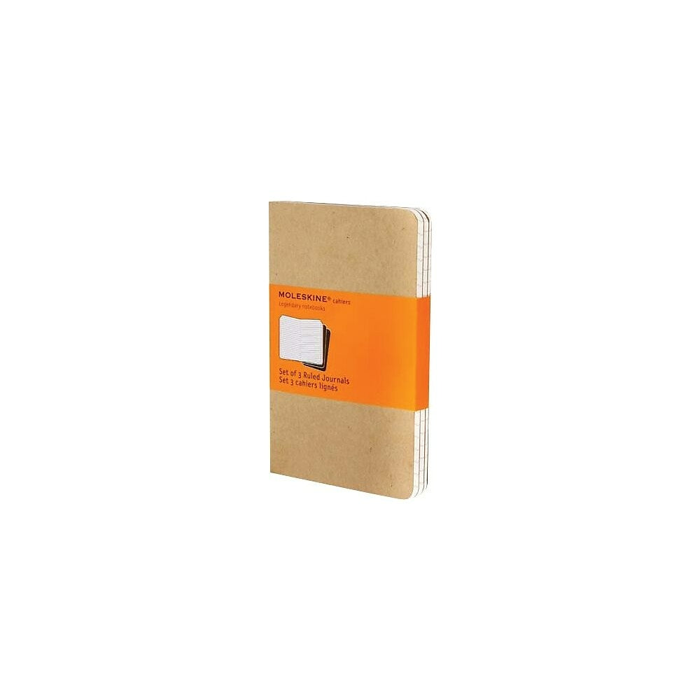 Moleskine Cahier Pocket Ruled Journals - 3-1/2" x 5-1/2" - Kraft - 3 Pack