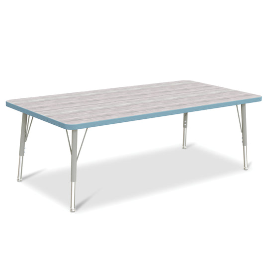 Jonti-Craft Berries Rectangle Activity Table - 30" x 60" - 15-24"H - Driftwood Grey/Coastal Blue