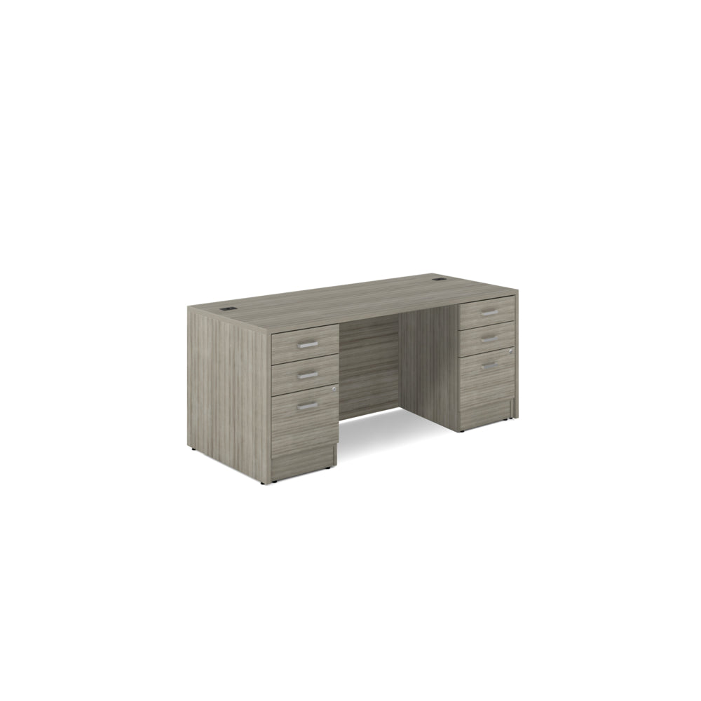 Offices to Go - Newland Double Pedestal Desk - 6 Drawer - 72" W x 30" D - Light Grey