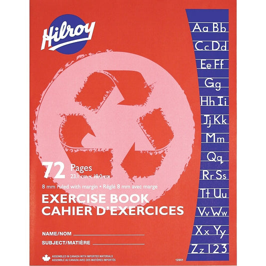 Hilroy Exercise Book 8mm Ruling Recycled - 9-1/8" x 7-1/8" - 72 Pages