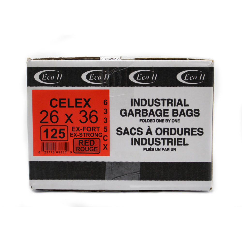 Eco II Garbage Bags - 26" x 36" - Extra Strong - Red - 125 Pack