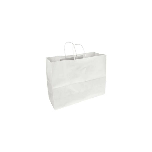 Eddie's Recycled Kraft Shopper Paper Bag - 16" W x 6" D x 12" H - White - 250 Pack