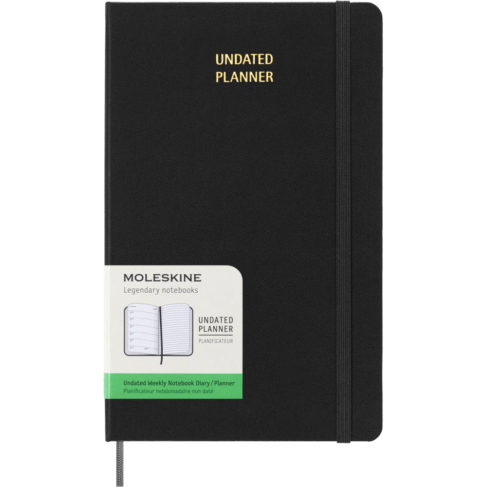 Moleskine Undated Weekly Planner Large Hard Cover - 5" x 8.25" - Black