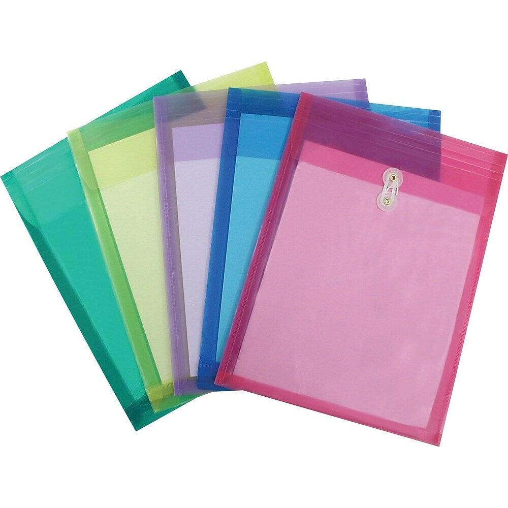 Staples Poly Envelopes with Button-Tie Closure - 9-1/4"x 13" - Assorted Colours - 5 Pack