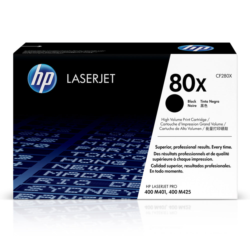 Cartouche de toner noir HP 80X (CF280X) LaserJet d'origine à haut rendement