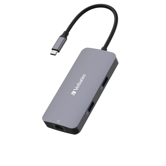Verbatim USB-C Pro 5 Multiport Hub - 4.40" L x 1.90" W x 0.60" H - Grey