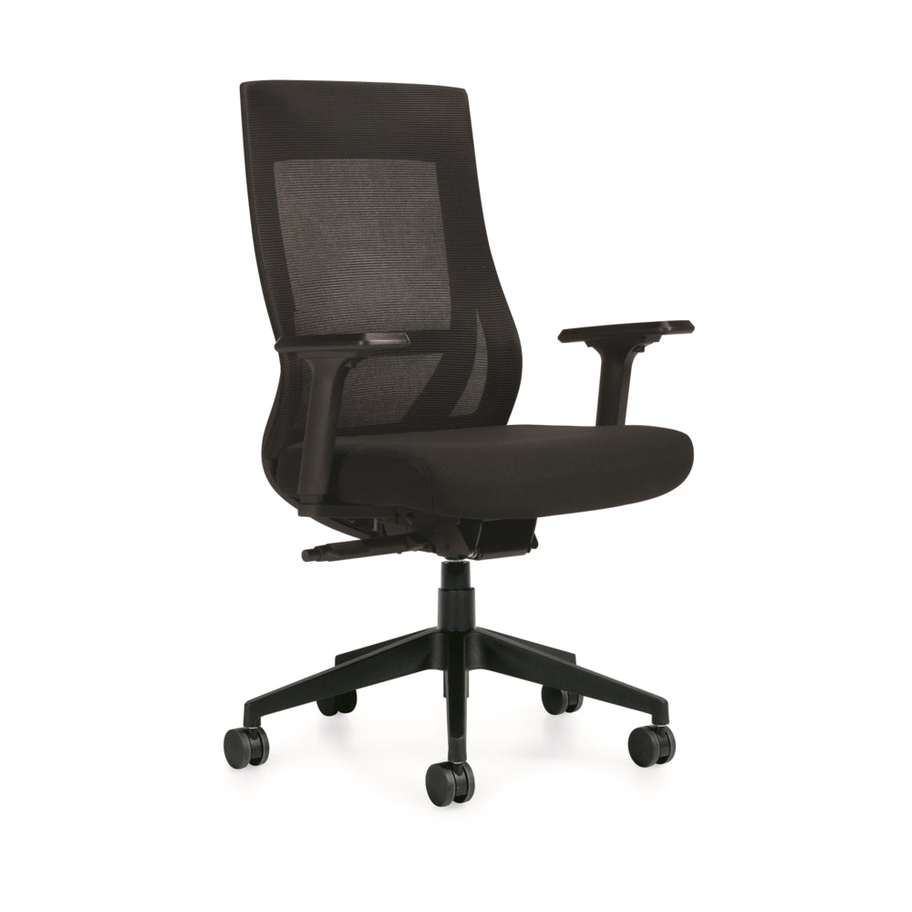 Offices to Go Zim High Back Weight Sensing Synchro-Tilter Office Chair - Black/Black