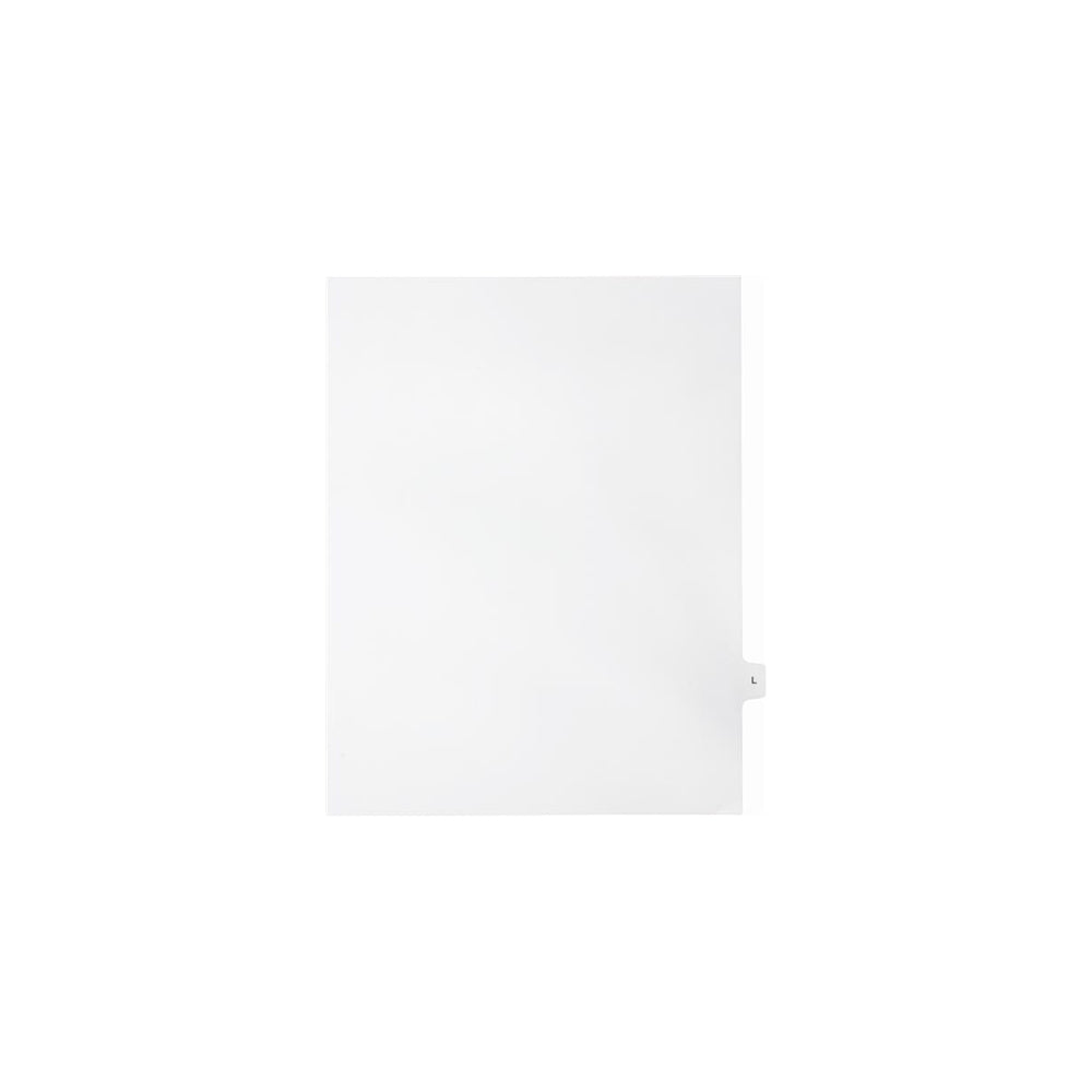 Onglets Sterling Alpha Singles, lettre L, blancs, format lettre, coupe 1/15e, paquet de 25
