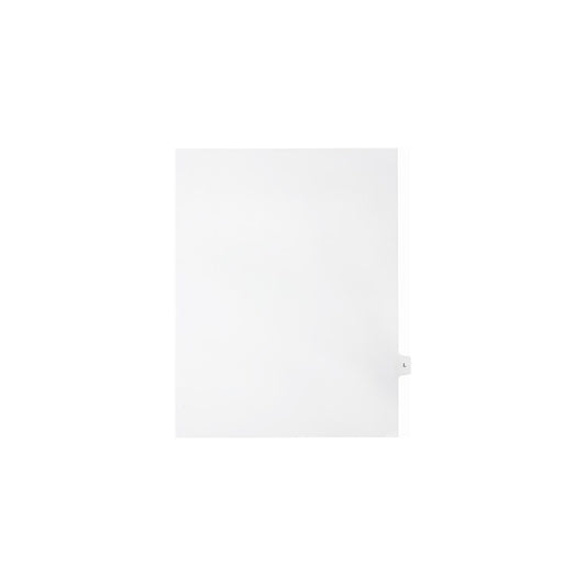 Onglets Sterling Alpha Singles, lettre L, blancs, format lettre, coupe 1/15e, paquet de 25