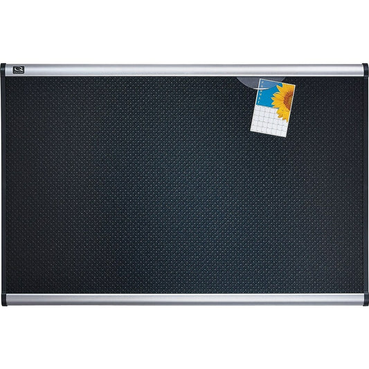 Tableau d'affichage Quartet Prestige en mousse noire gaufrée, cadre en aluminium, 72" x 48"