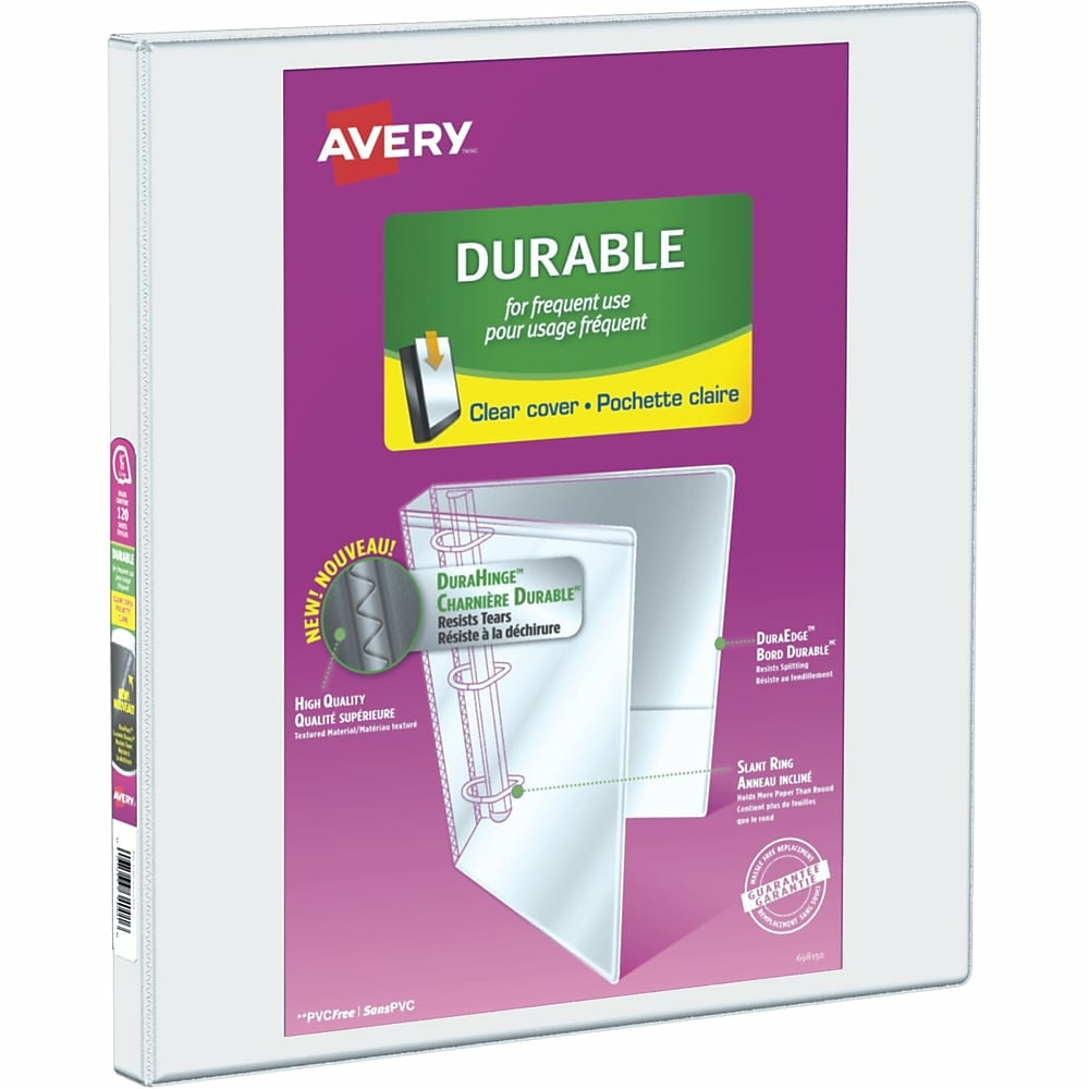 Avery Durable View Binder, 1/2" Sized Slant D Rings, White, (34075)