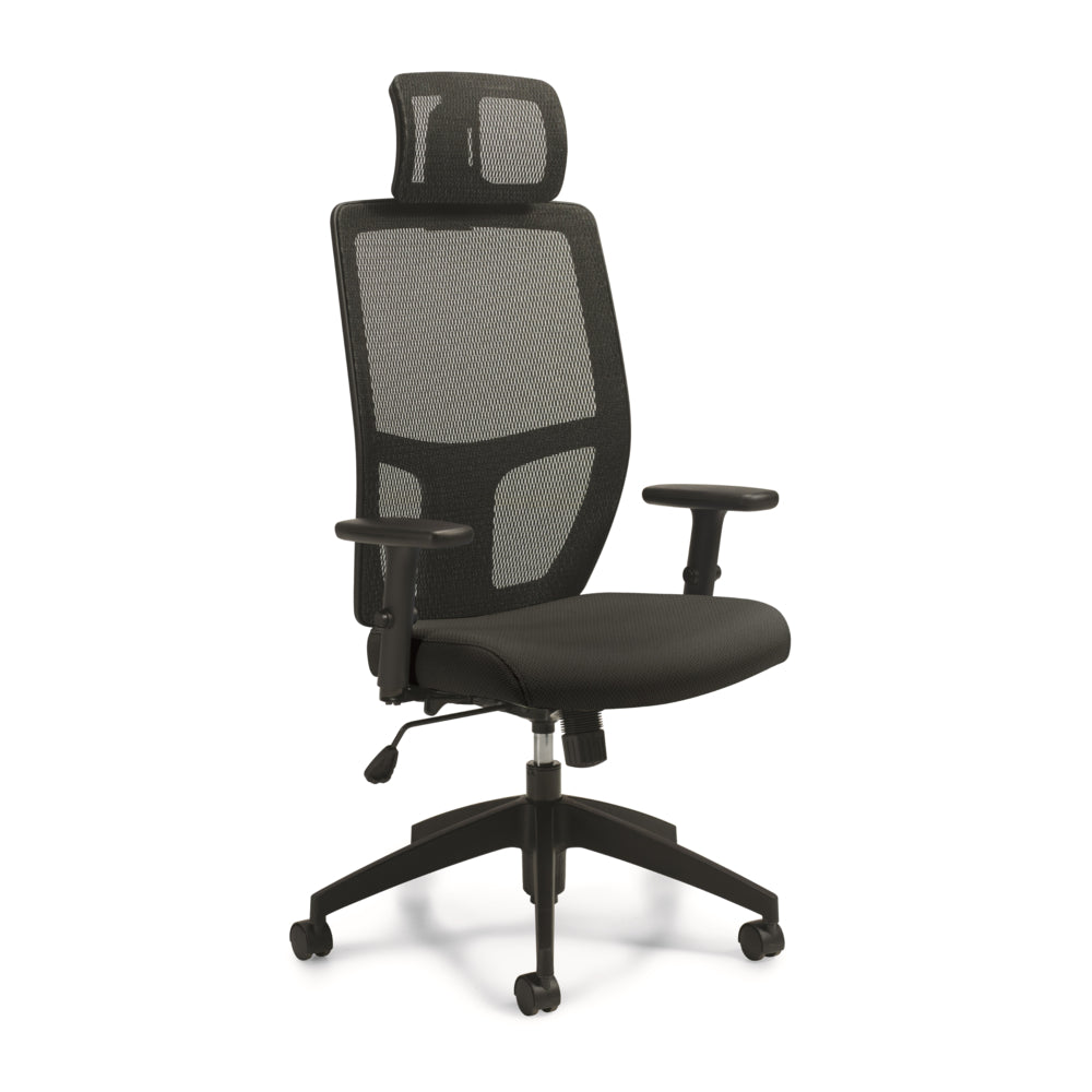Bureaux à emporter - Fauteuil inclinable synchronisé format CA avec appui-tête réglable - Noir