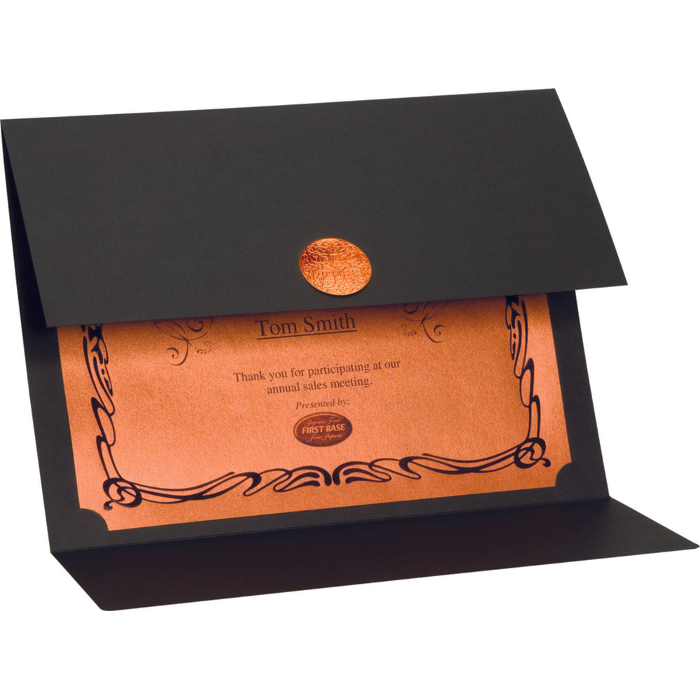Certificate holder, Black with Copper Medallion, 5
