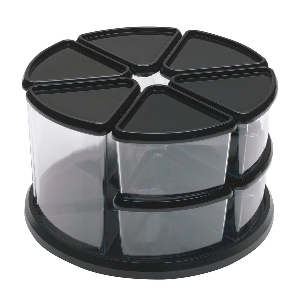 Carrousel rotatif Deflecto 3" et 6" - 9 compartiments - Transparent et noir