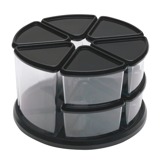 Carrousel rotatif Deflecto 3" et 6" - 9 compartiments - Transparent et noir