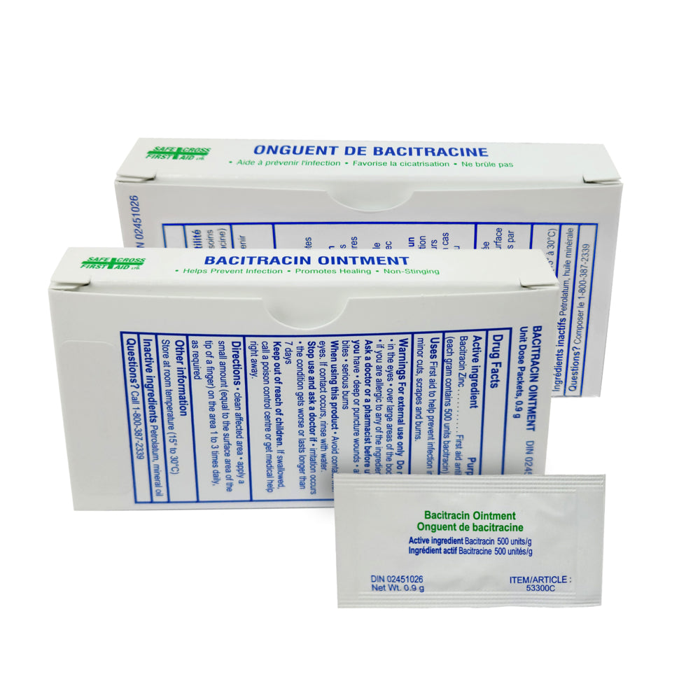 Pommade antibiotique Safecross (bacitracine zinc) - 12 sachets par boîte