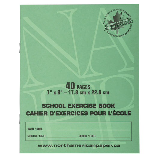 Cahiers d'exercices North American Paper Inc. - 7" x 9" - Épaisseur 7/16" - 40 pages - Paquet de 25
