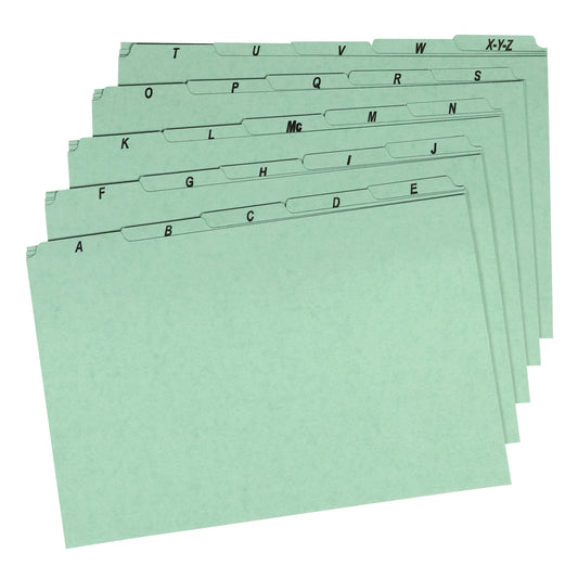 Pendaflex Heavyweight Green Alphabetic File Guides - Legal Size - 25 Pack