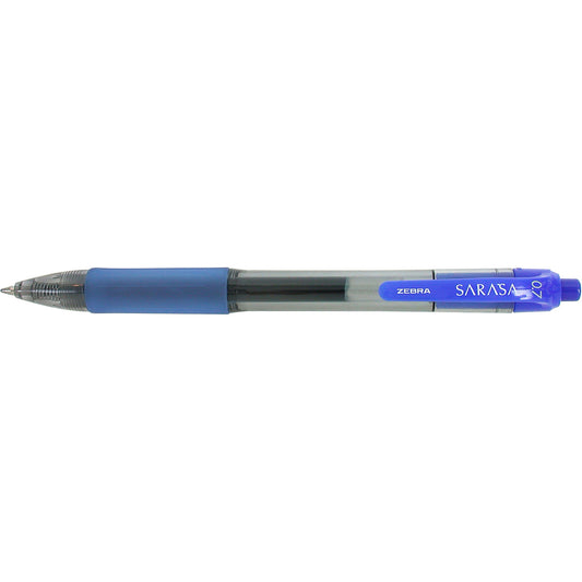Stylo à encre gel rétractable Zebra Sarasa - Pointe moyenne - 0,7 mm - Encre bleue
