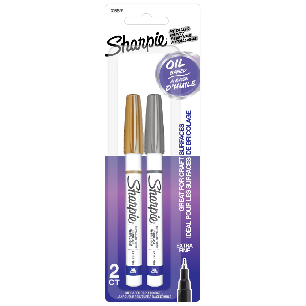 Sharpie Oil-Based Paint Marker, Extra Fine Tip, Gold and Silver, 2 Pack