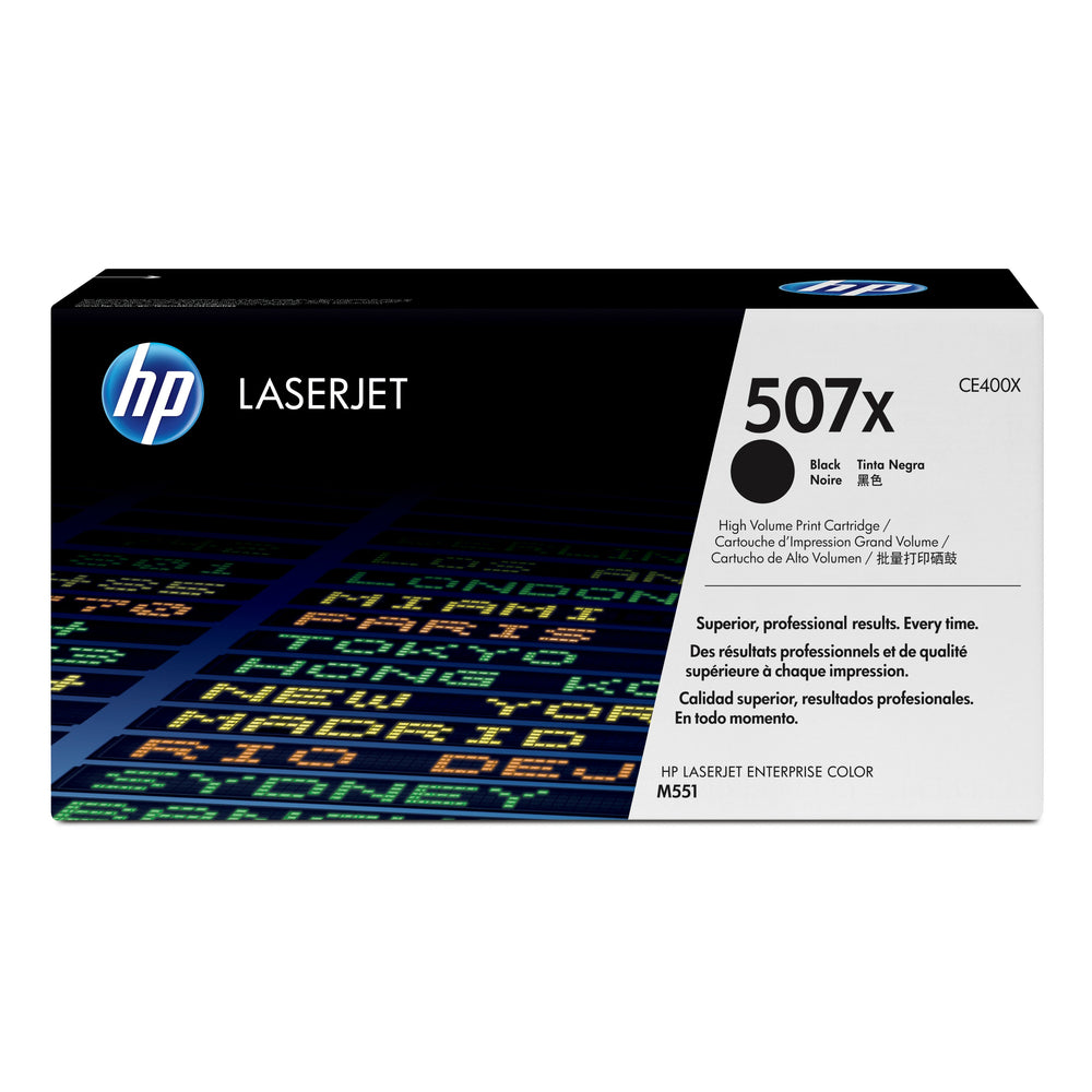 Cartouche de toner noir HP 507X LaserJet d'origine - Haute capacité (CE400X)