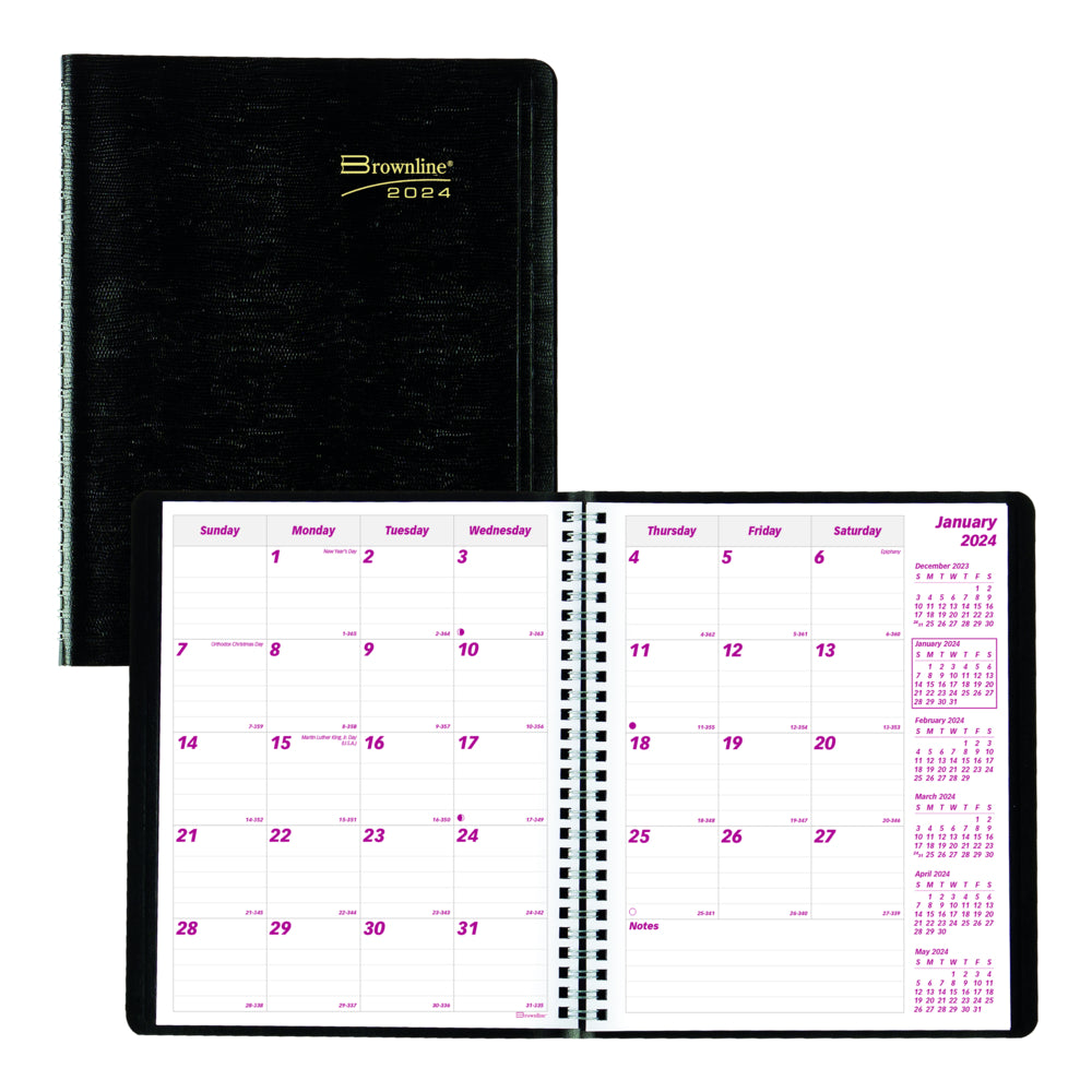 Brownline 2025 Monthly Planner Soft Cover 14 Months - 8-7/8" x 7-1/8" - Black - English