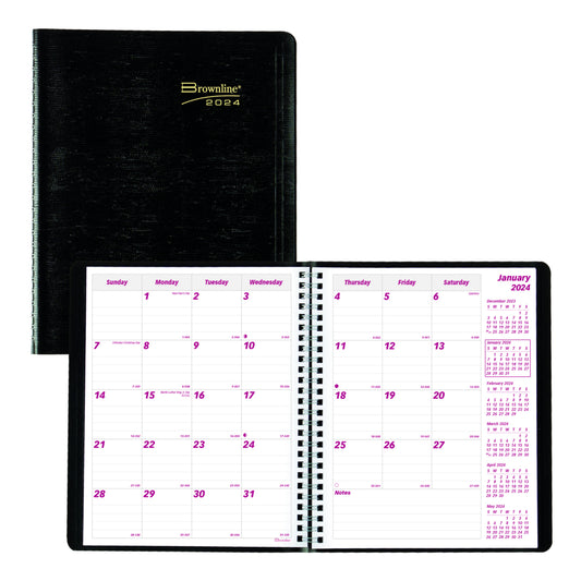 Brownline 2025 Monthly Planner Soft Cover 14 Months - 8-7/8" x 7-1/8" - Black - English