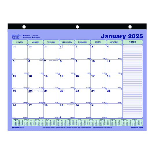 Blueline 2025 Monthly Desk Pad Calendar - 11" x 8-1/2" - English