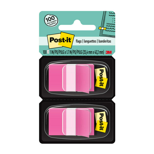 Post-it 1" x 1.7" Flags - Pink - 50 Flags/Dispenser - 2 Dispensers/Pack