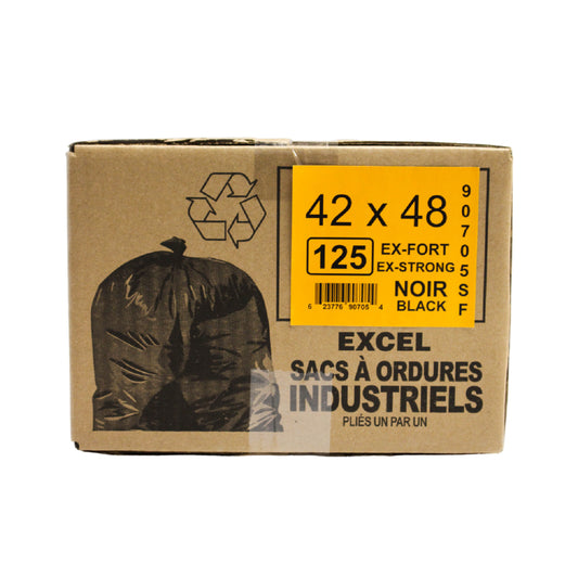 Eco II Garbage bags - 42" x 48"  - Extra Strong - Black - 125 Pack