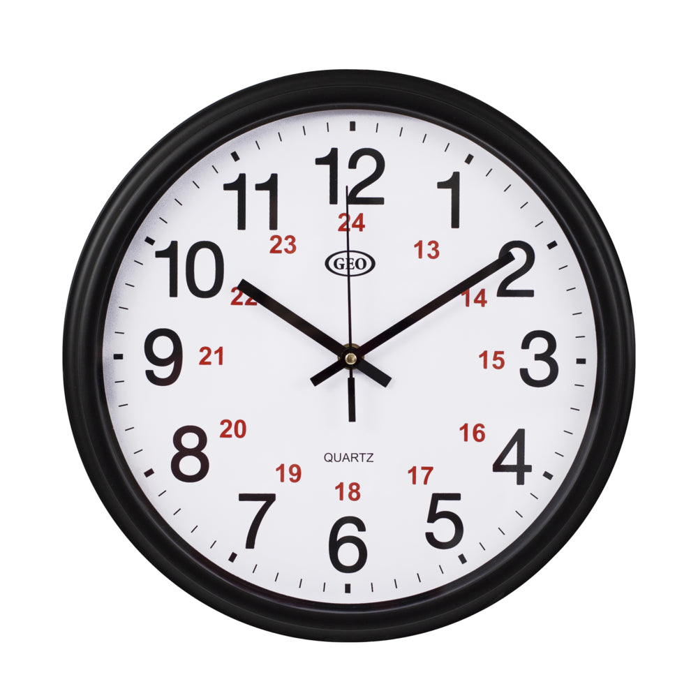 Geo 12/24 Hour Wall Clock - Black