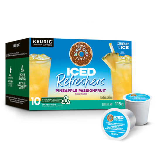 Donut Shop Iced Refreshers K-Cup Pods - Pineapple Passionfruit - 10 Pack