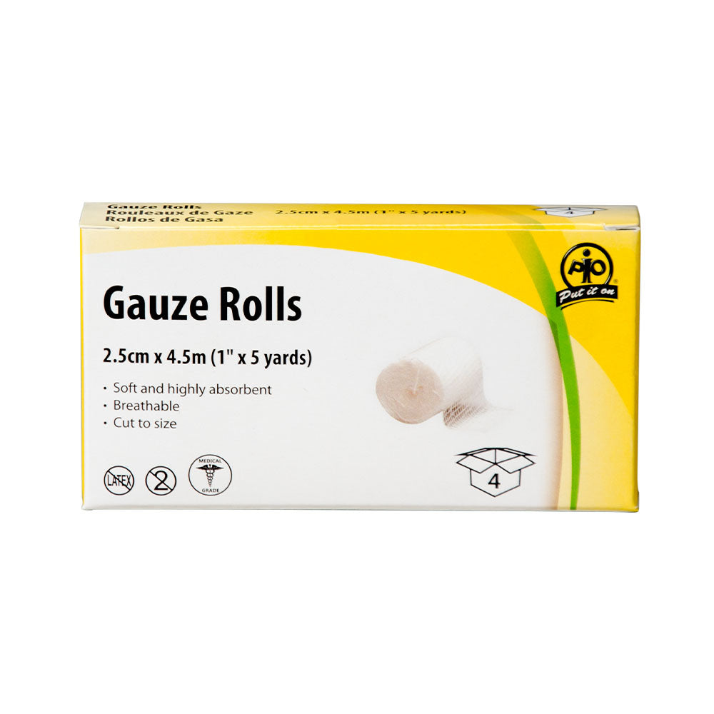 Rouleau de pansement en gaze Wasip - 2,5 cm x 4,5 m - Lot de 4