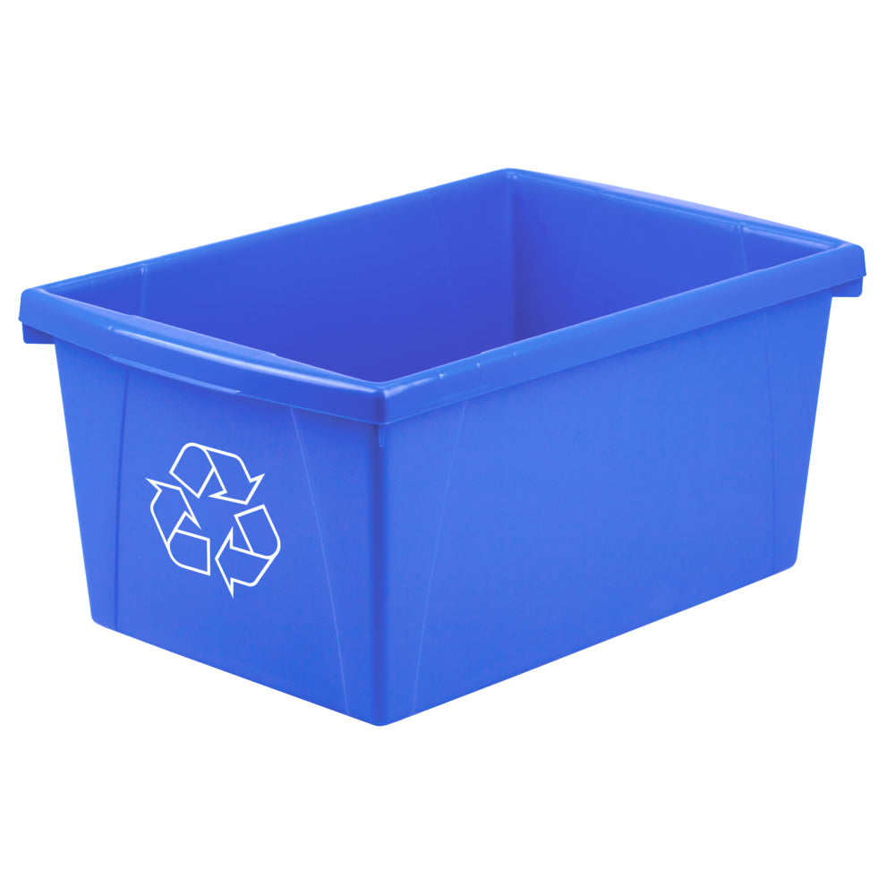 Storex Plastic Recycling Bin, Blue, 5.5 gal