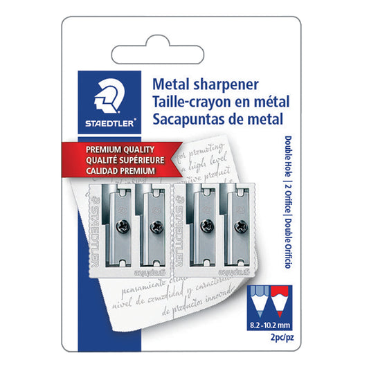 Staedtler Metal Blade Sharpener without Receptacle - 2 Holes - Silver - 2 Pack