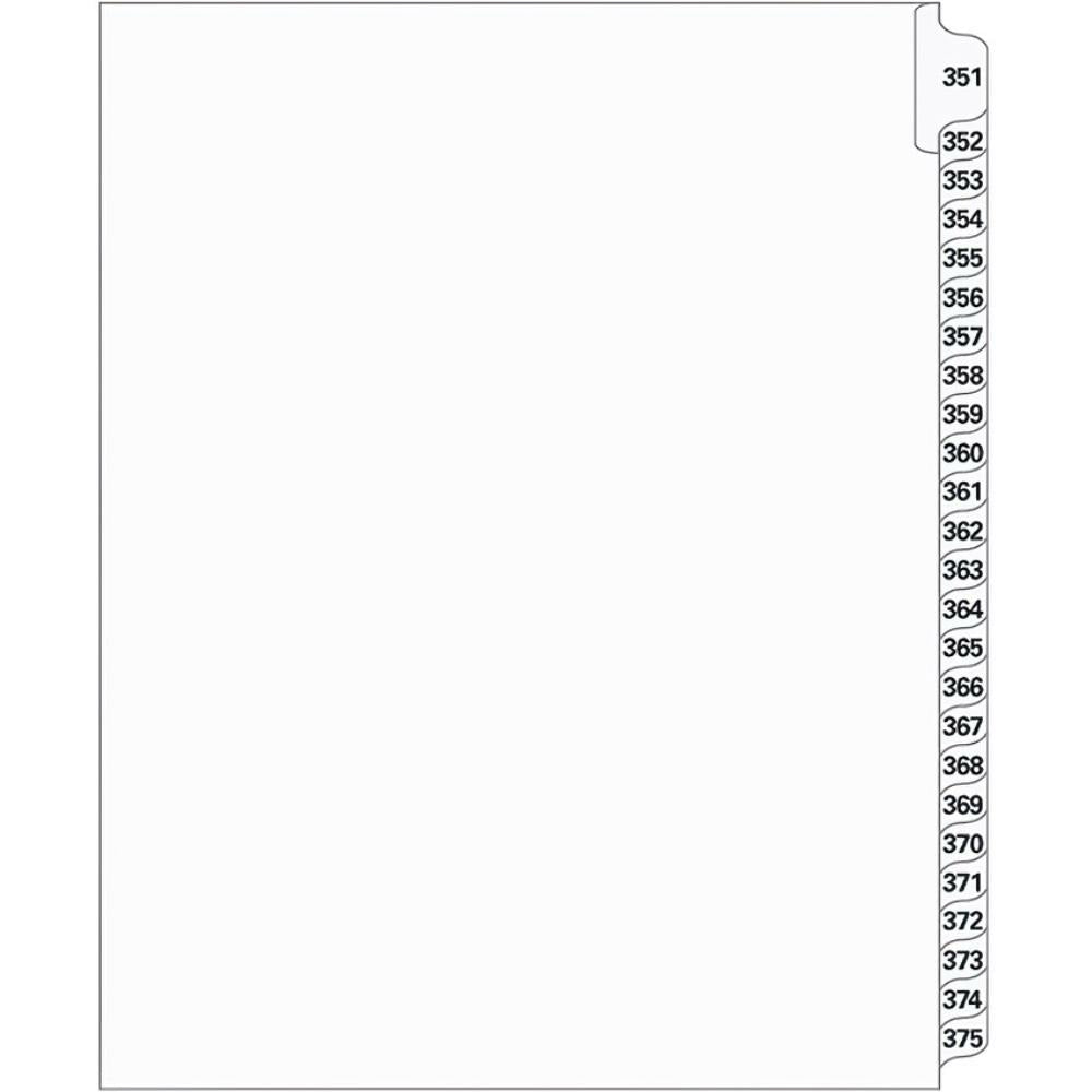 Supreme Litigation Tabs 25th Cut Numeric Set 11" White #351-375
